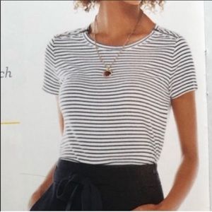 CAbi Striped Shirt with Zipper Decal